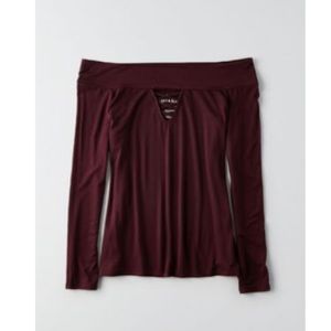 AE Soft & Sexy Off-the-Shoulder Long Sleeve Top